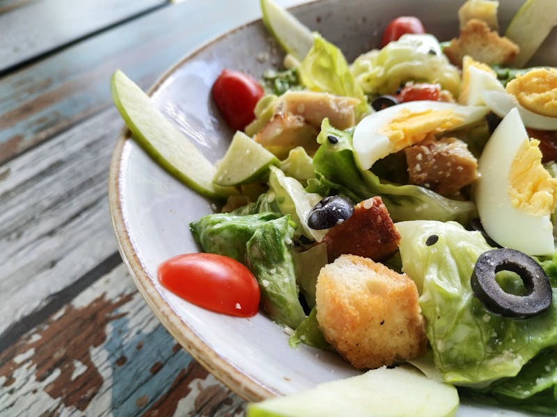 Fresh Caesar salad with croutons and parmesan